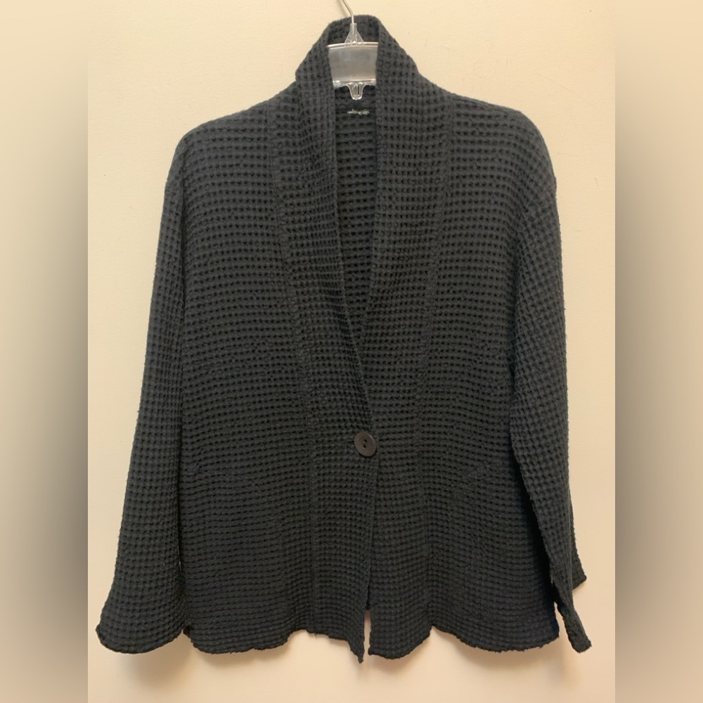 FOCUS Cotton Black Waffle Cardigan Jacket